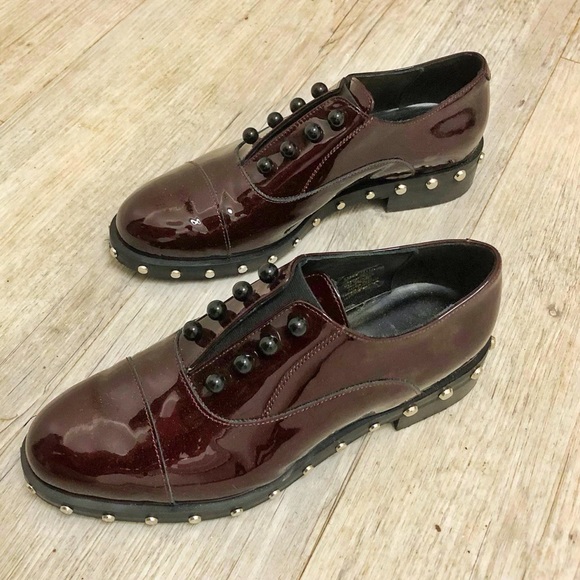 LADIES SHOES SIZE 6 PATENT LEATHER ITALIAN LOAFERS - Picture 2 of 6